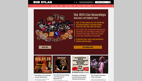Le site web officiel de Bob Dylan